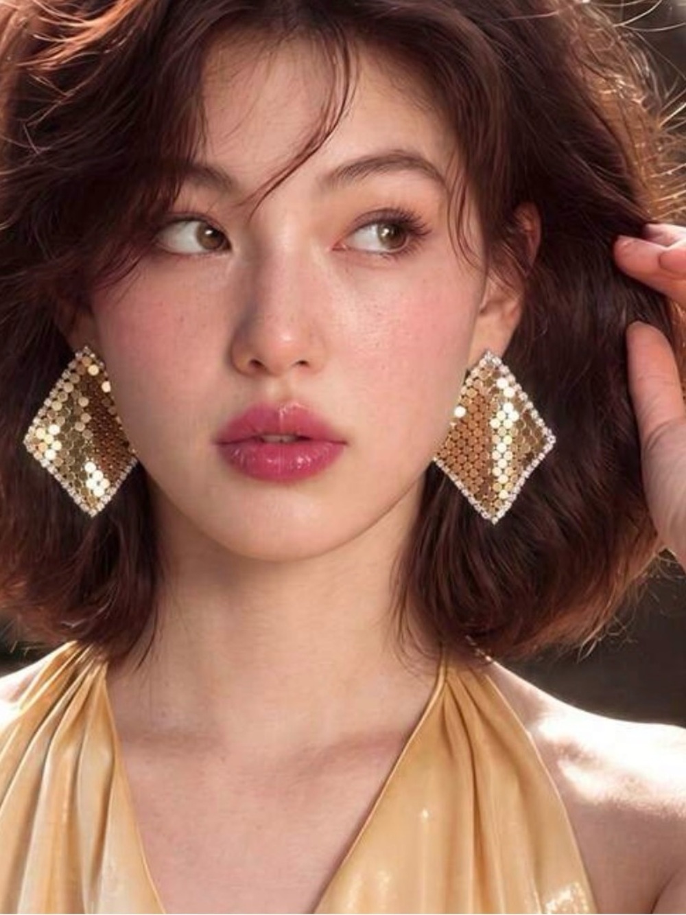 Gold Glitter Rhinestone earrings